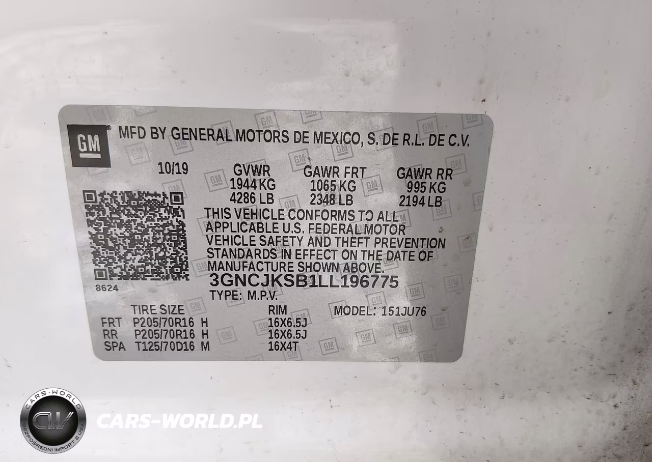 2020 Chevrolet Trax Fwd Ls VIN:3GNCJKSB1LL196775 - 9