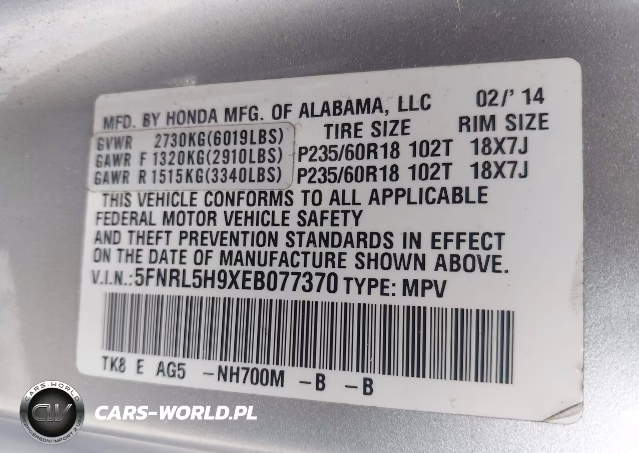 2014 Honda Odyssey Touring-Touring Elite VIN:5FNRL5H9XEB077370 - 9