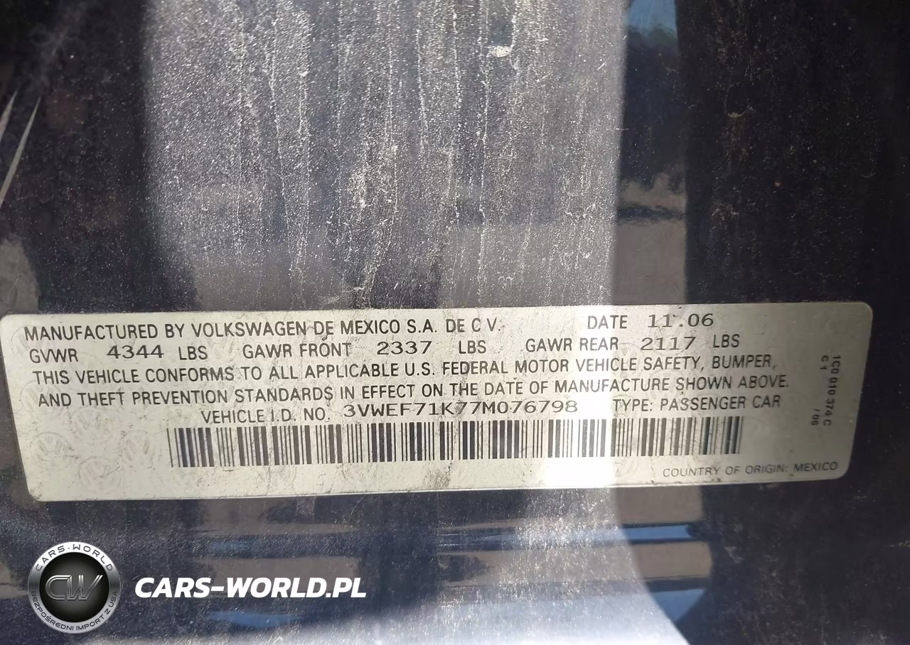 2007 Volkswagen Jetta Wolfsburg Edition VIN:3VWEF71K77M076798 - 9
