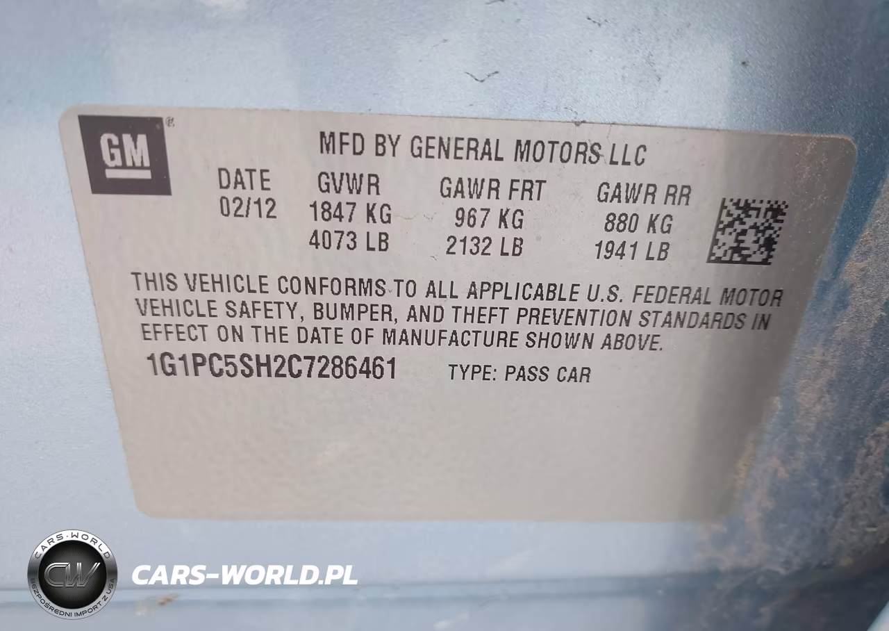 2012 Chevrolet Cruze Ls VIN:1G1PC5SH2C7286461 - 9
