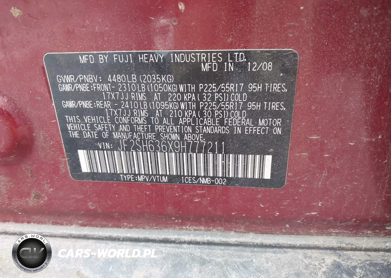 2009 Subaru Forester 2.5X VIN:JF2SH636X9H777211 - 9