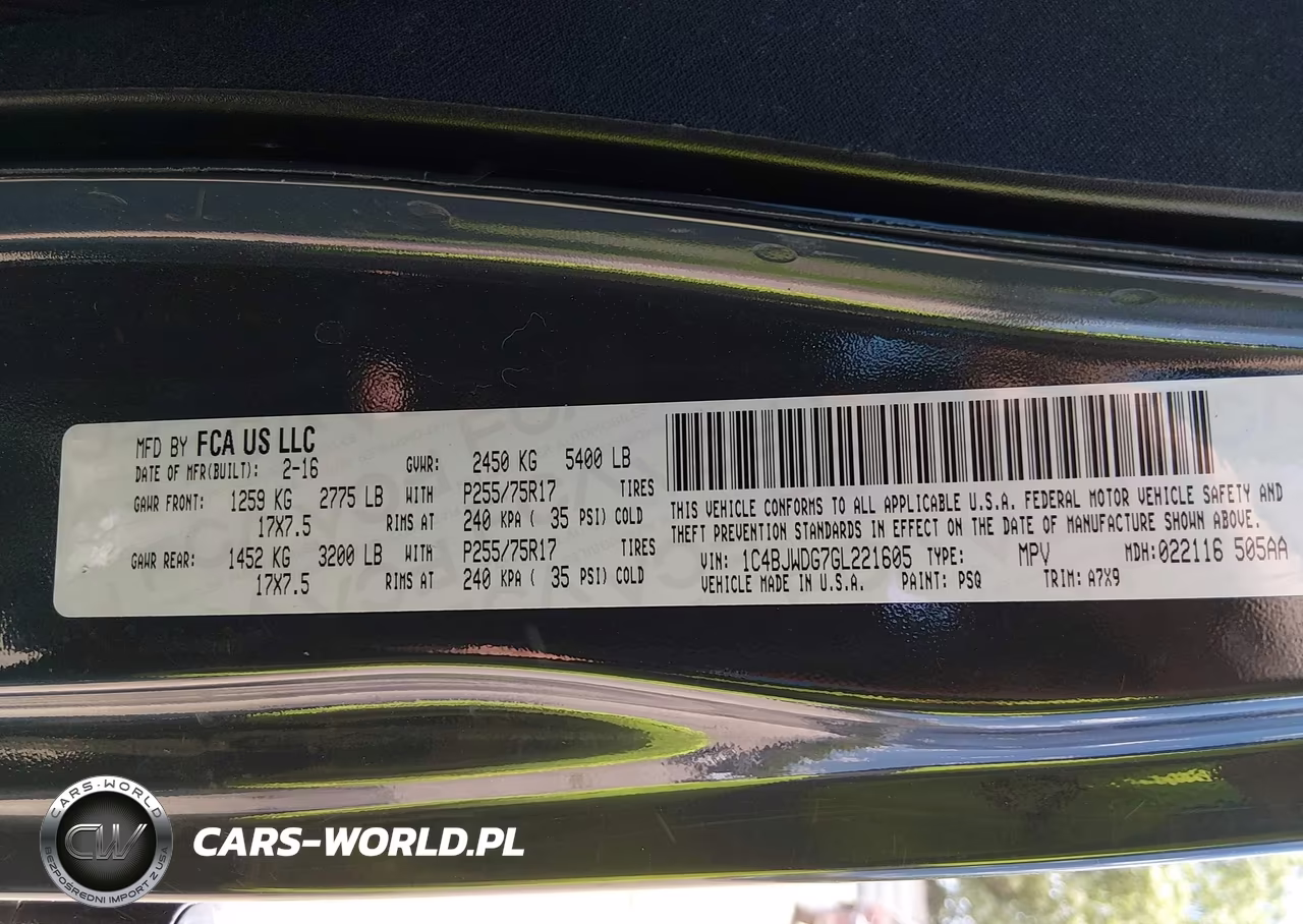 2016 Jeep Wrangler Unlimited Sport VIN:1C4BJWDG7GL221605 - 9