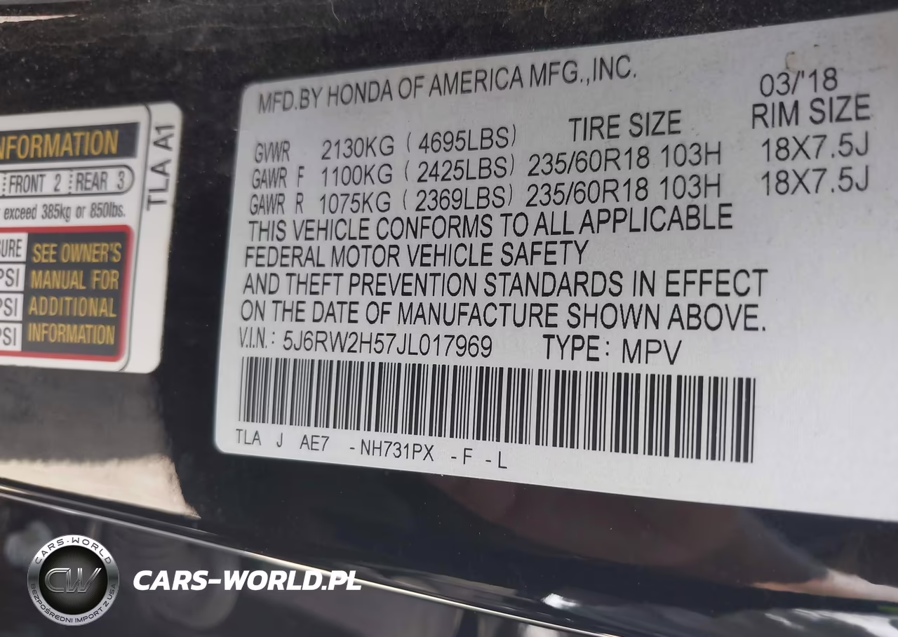 2018 Honda Cr-V Ex VIN:5J6RW2H57JL017969 - 9
