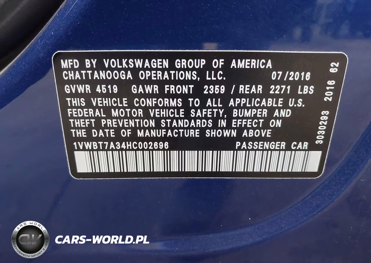 2017 Volkswagen Passat 1.8T Se VIN:1VWBT7A34HC002696 - 9