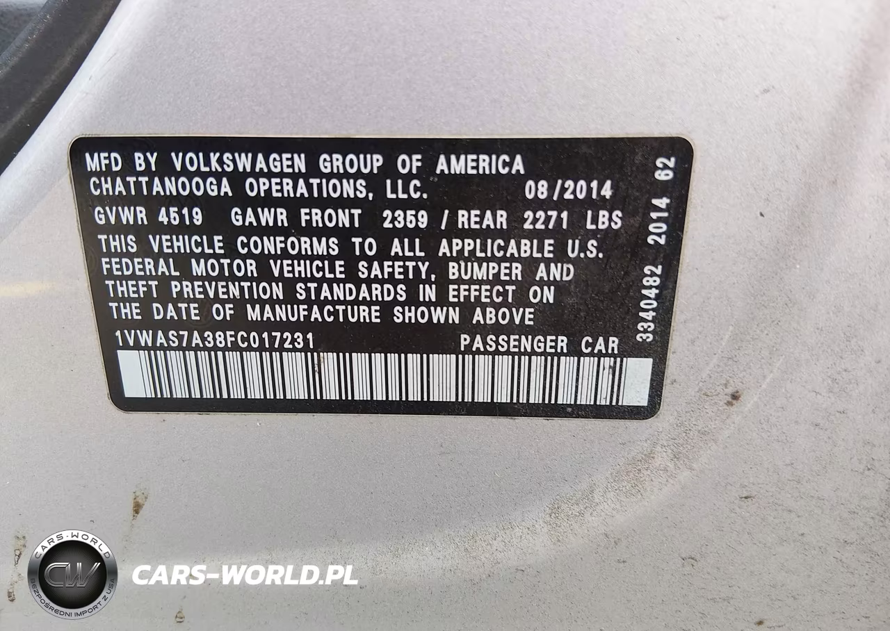 2015 Volkswagen Passat 1.8T S VIN:1VWAS7A38FC017231 - 9