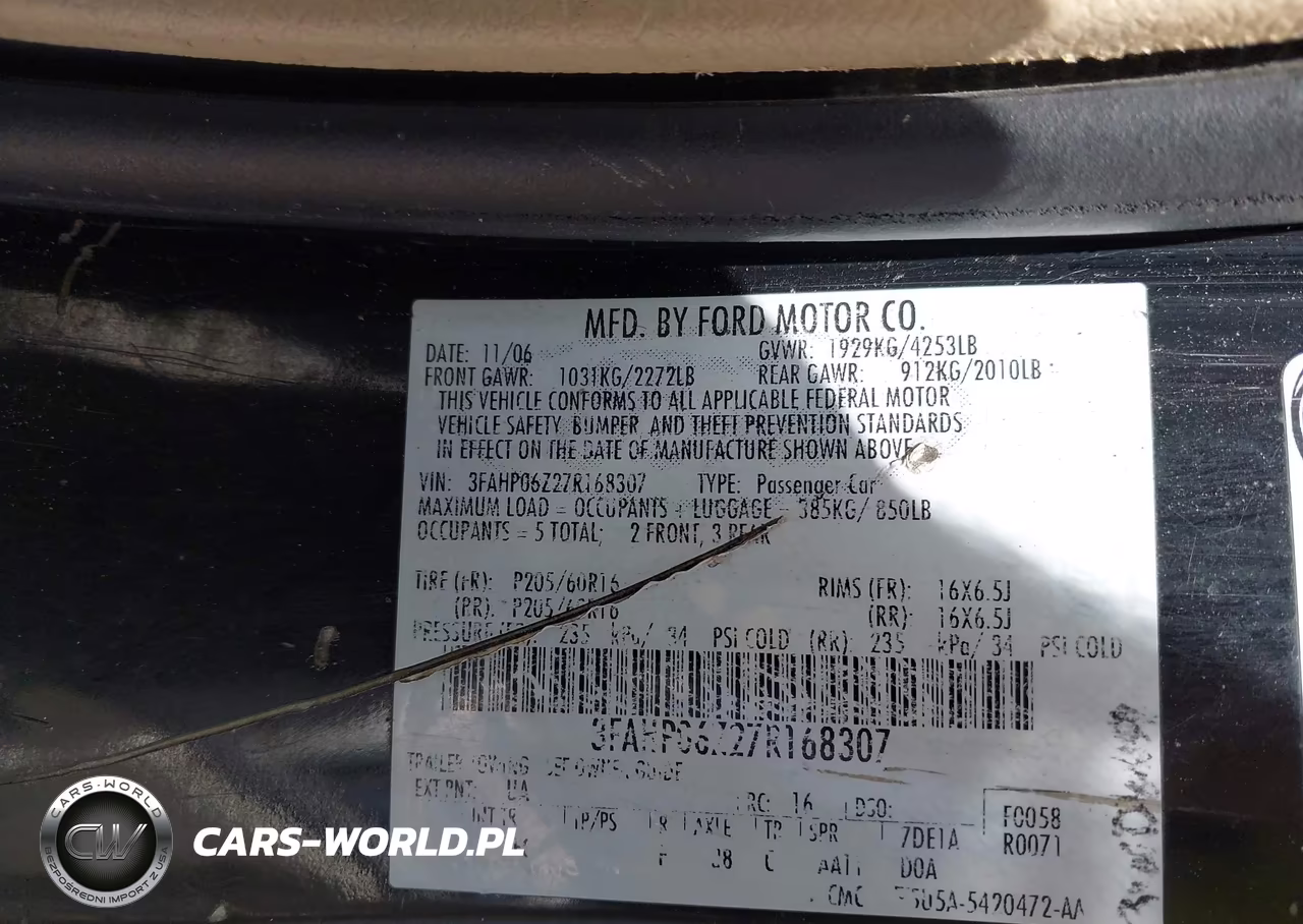 2007 Ford Fusion S VIN:3FAHP06Z27R168307 - 9