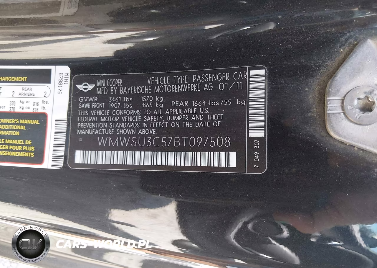 2011 Mini Cooper VIN:WMWSU3C57BT097508 - 9