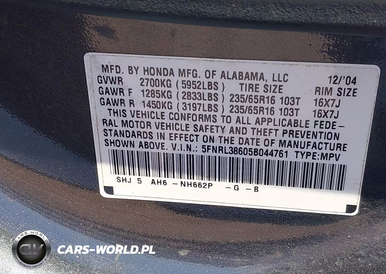 2005 Honda Odyssey Ex-L VIN:5FNRL38605B044761 - 9