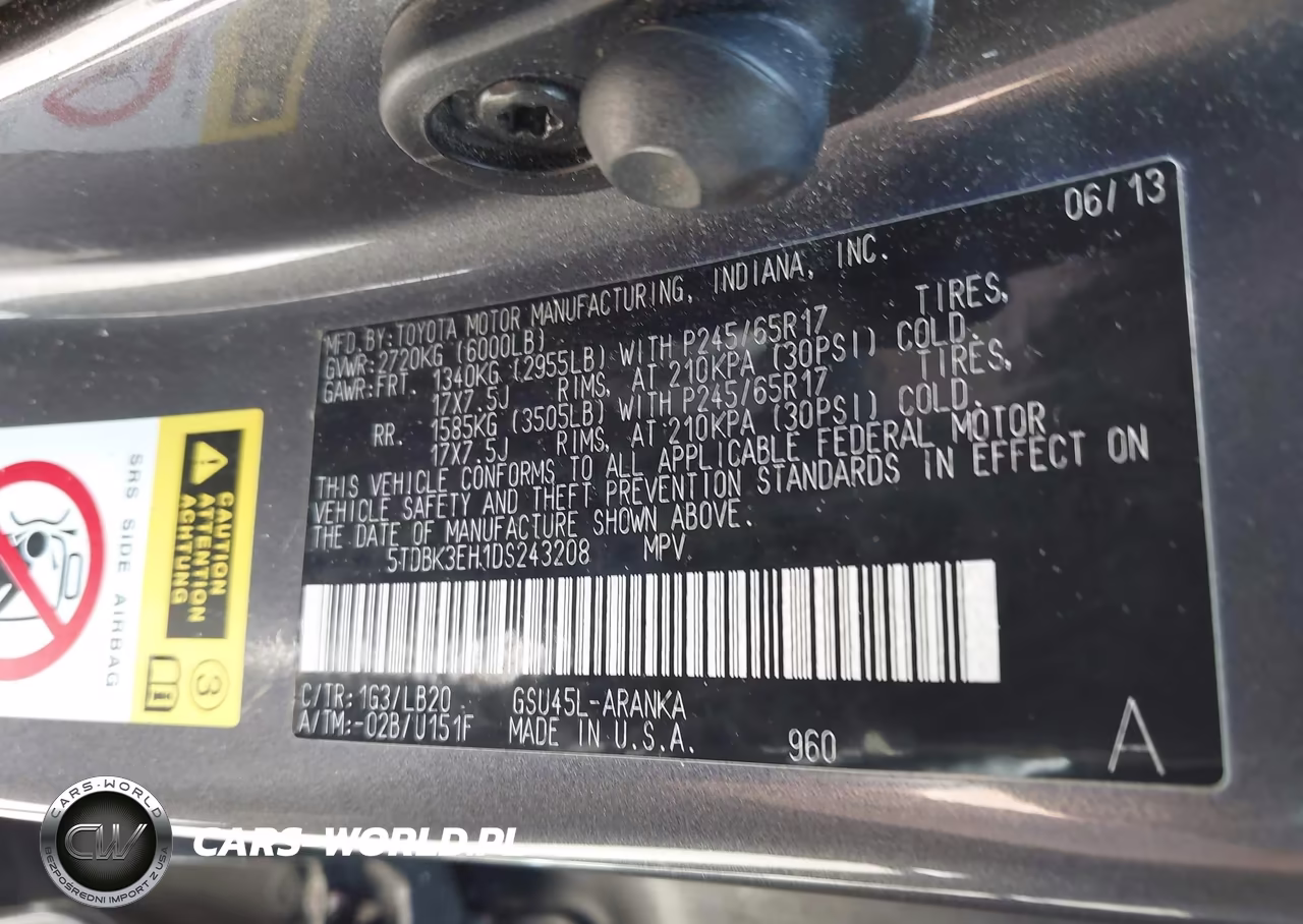 2013 Toyota Highlander Se V6 VIN:5TDBK3EH1DS243208 - 9
