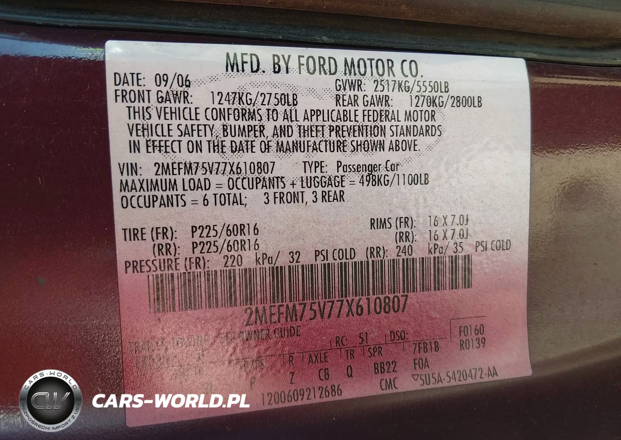 2007 Mercury Grand Marquis Ls VIN:2MEFM75V77X610807 - 9