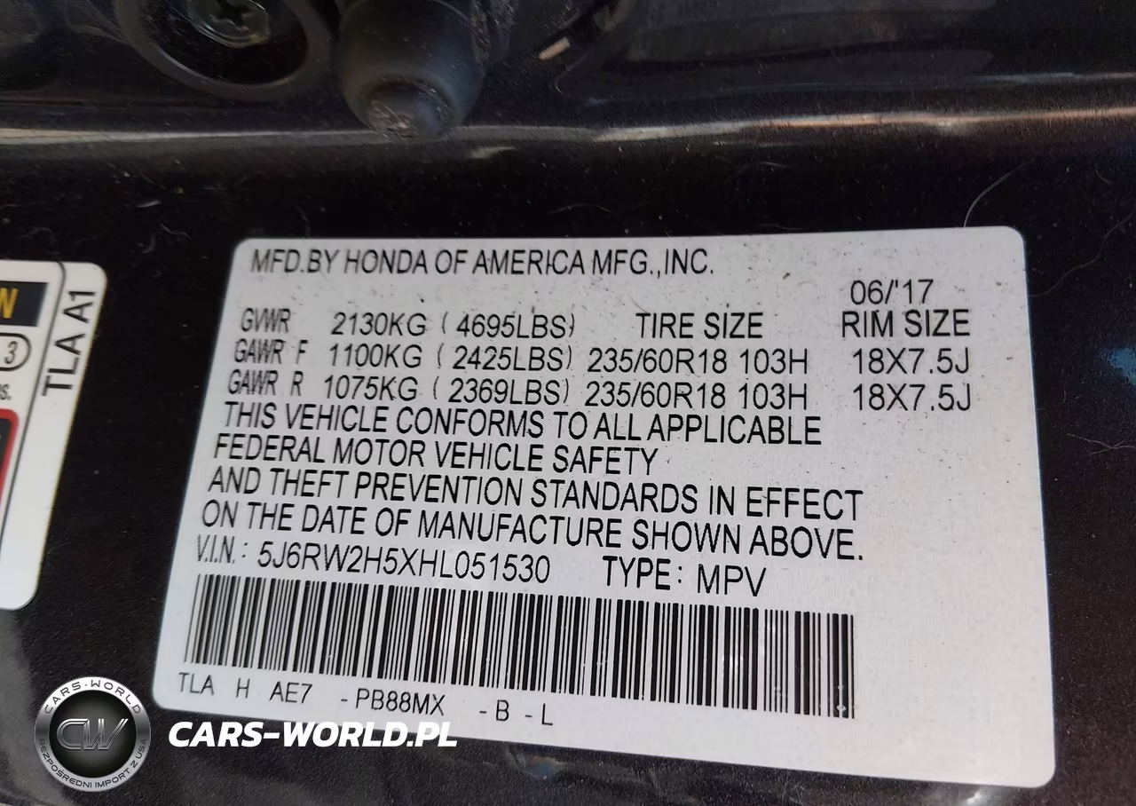 2017 Honda Cr-V Ex VIN:5J6RW2H5XHL051530 - 9