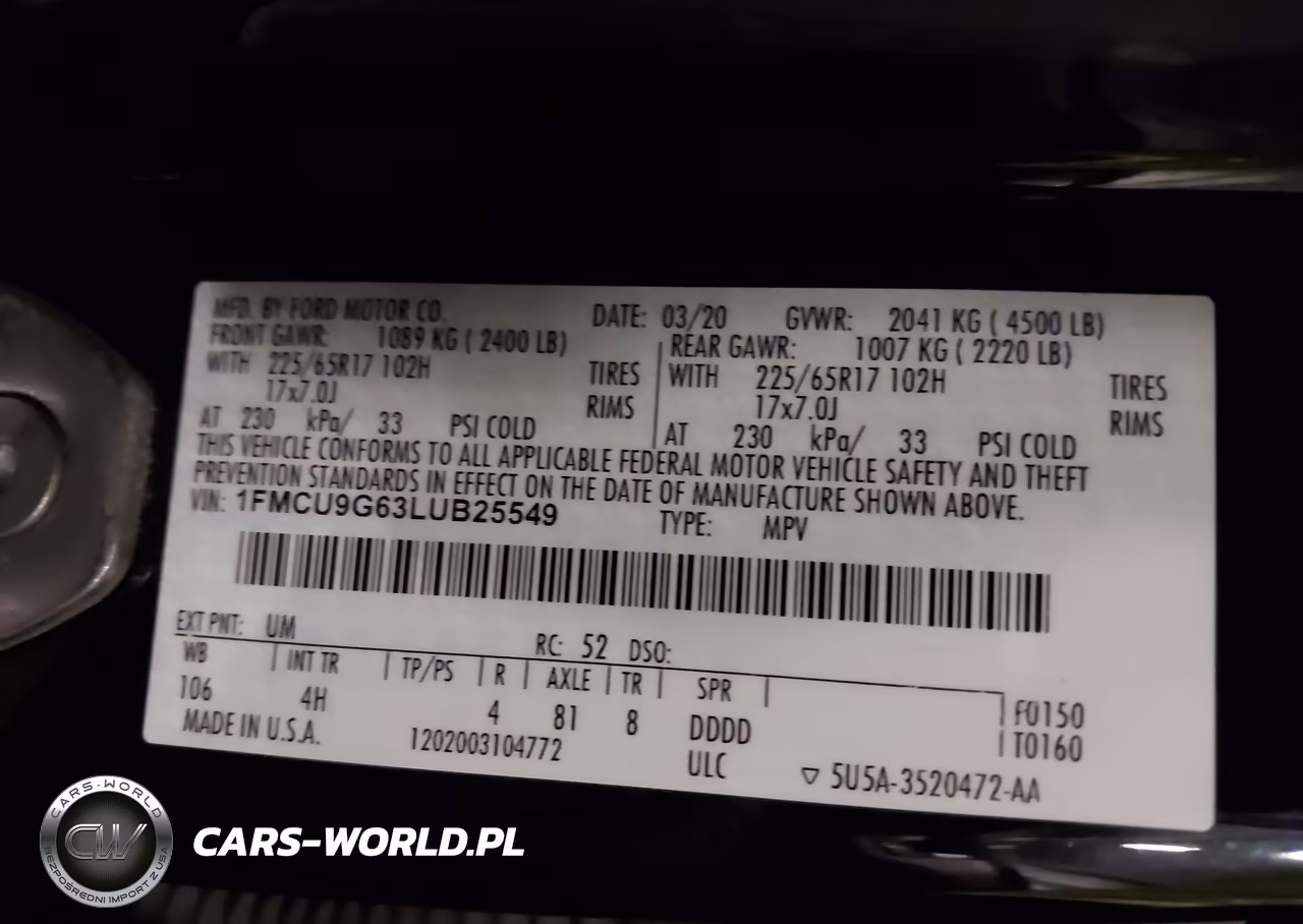 2020 Ford Escape Se VIN:1FMCU9G63LUB25549 - 4