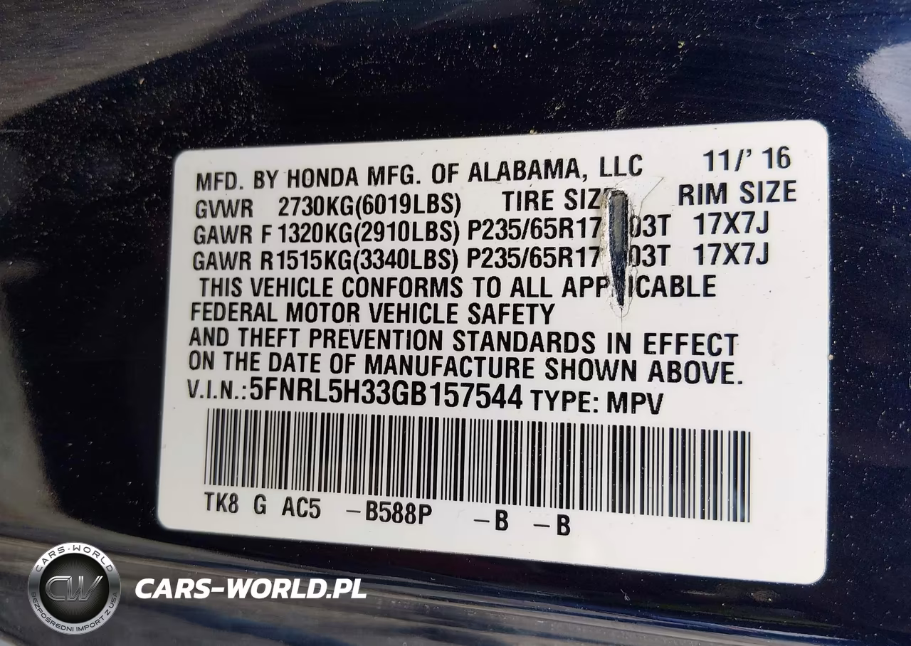 2016 Honda Odyssey Se VIN:5FNRL5H33GB157544 - 9