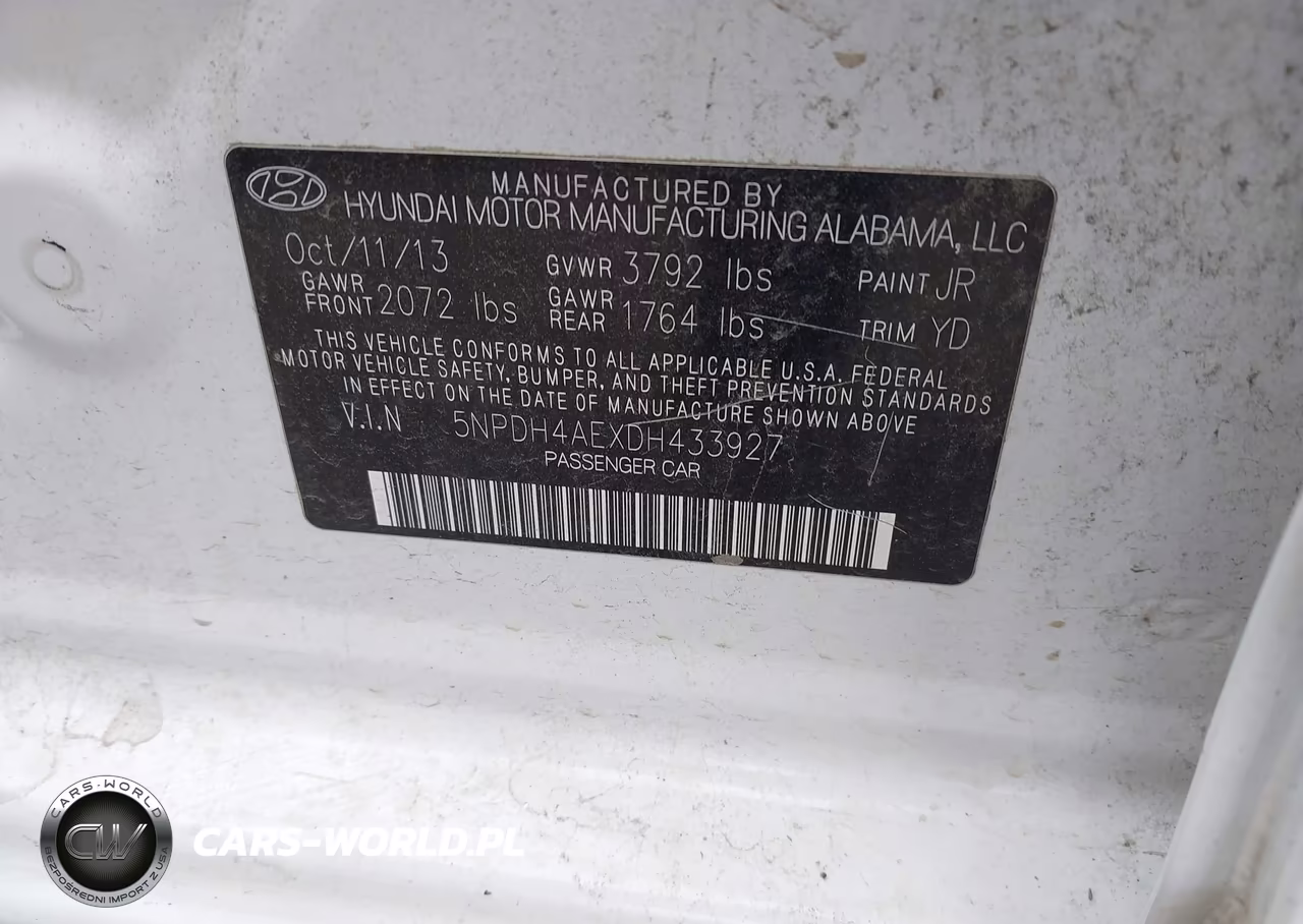 2013 Hyundai Elantra Gls VIN:5NPDH4AEXDH433927 - 9