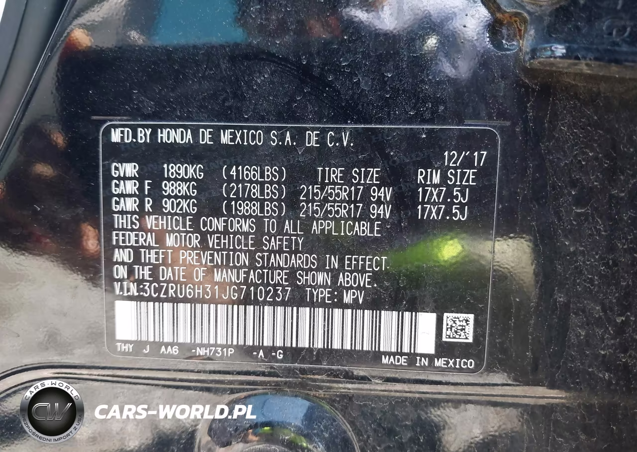 2018 Honda Hr-V Lx VIN:3CZRU6H31JG710237 - 9