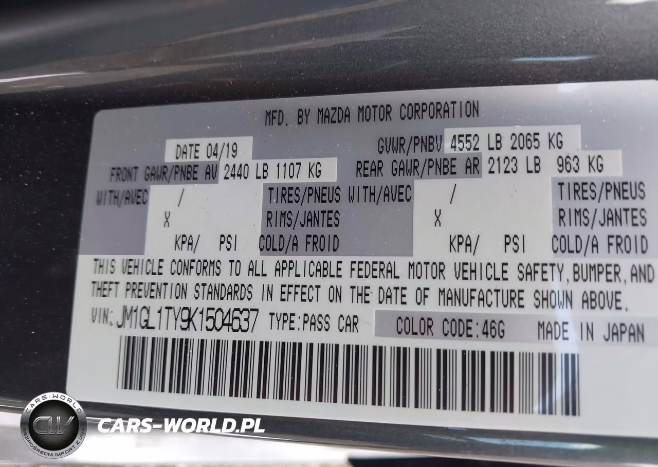 2019 Mazda Mazda6 Grand Touring VIN:JM1GL1TY9K1504637 - 9