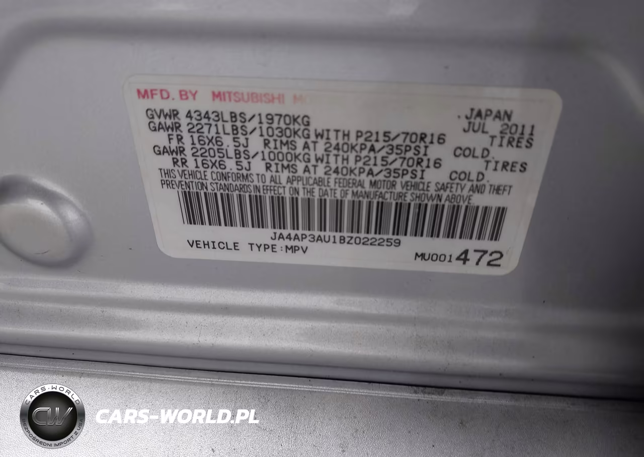 2011 Mitsubishi Outlander Sport Es VIN:JA4AP3AU1BZ022259 - 9