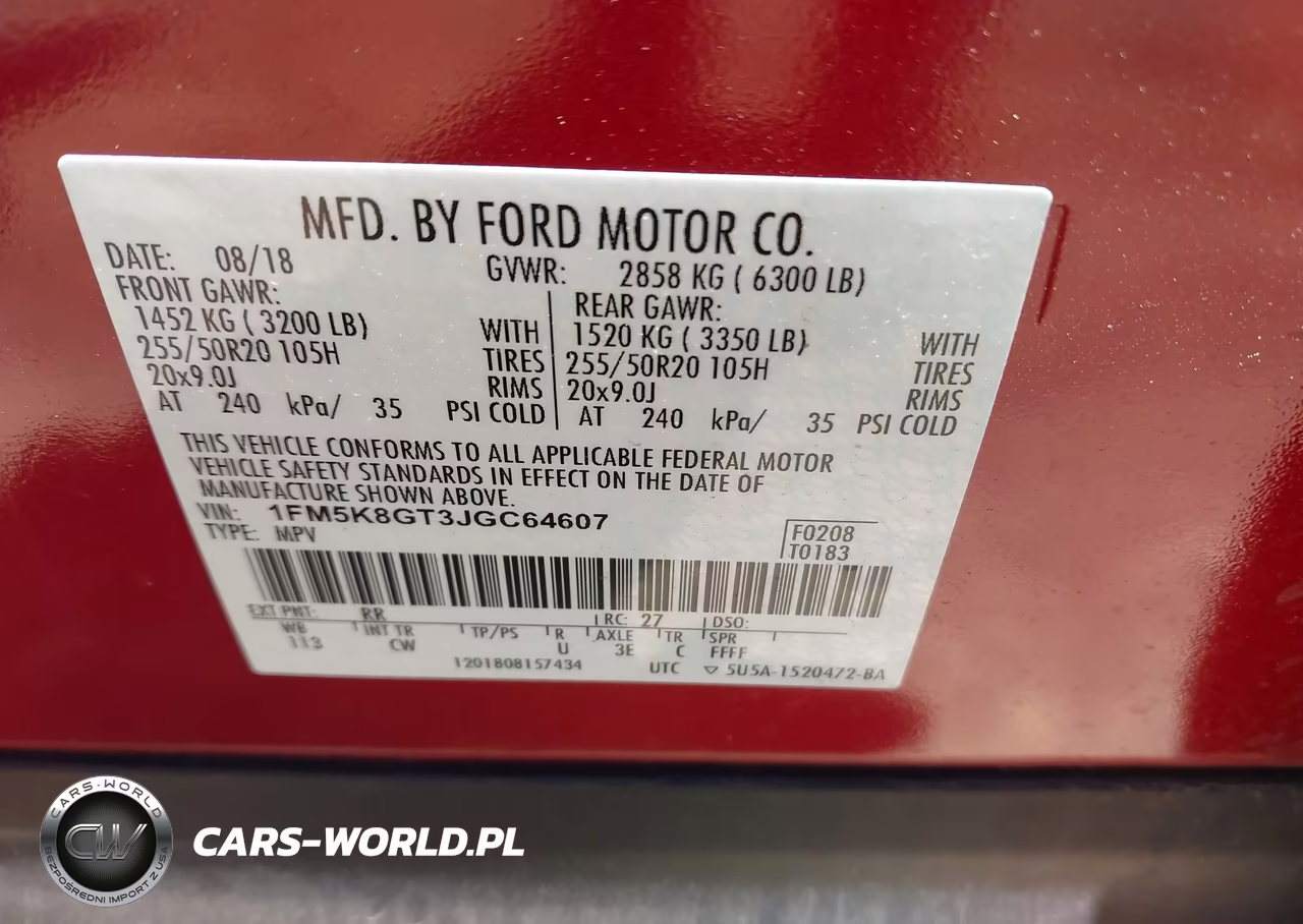 2018 Ford Explorer Sport VIN:1FM5K8GT3JGC64607 - 9