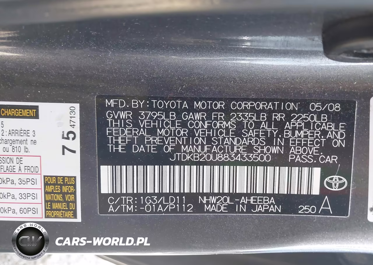 2008 Toyota Prius VIN:JTDKB20U883433500 - 9