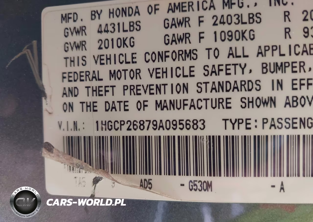 2009 Honda Accord 2.4 Ex-L VIN:1HGCP26879A095683 - 9