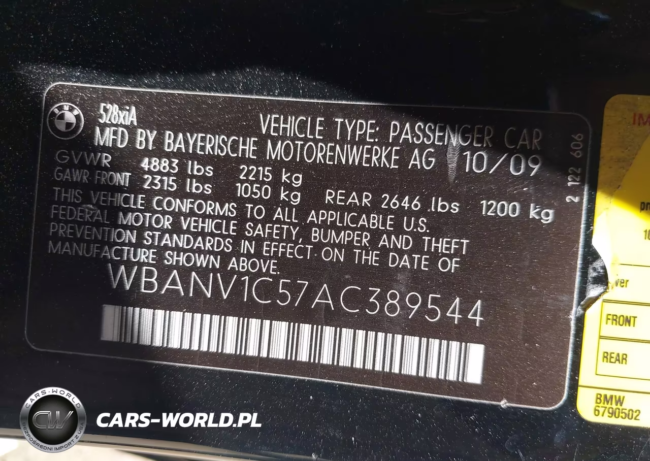 2010 BMW 528I xDrive VIN:WBANV1C57AC389544 - 9