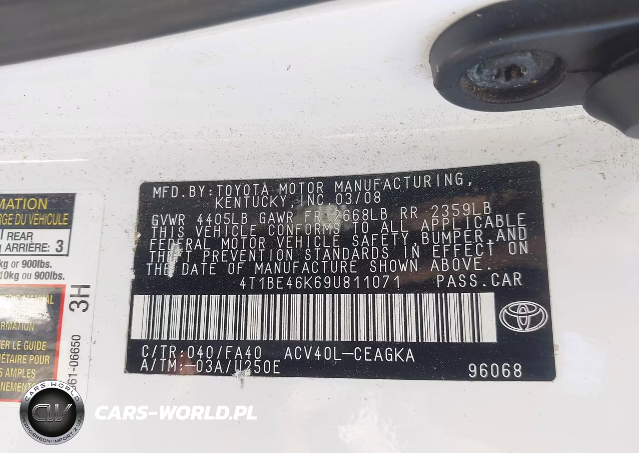 2009 Toyota Camry Xle VIN:4T1BE46K69U811071 - 9