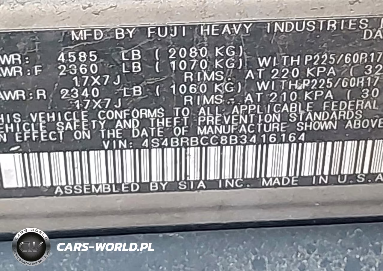 2011 Subaru Outback 2.5I Premium VIN:4S4BRBCC8B3416164 - 9