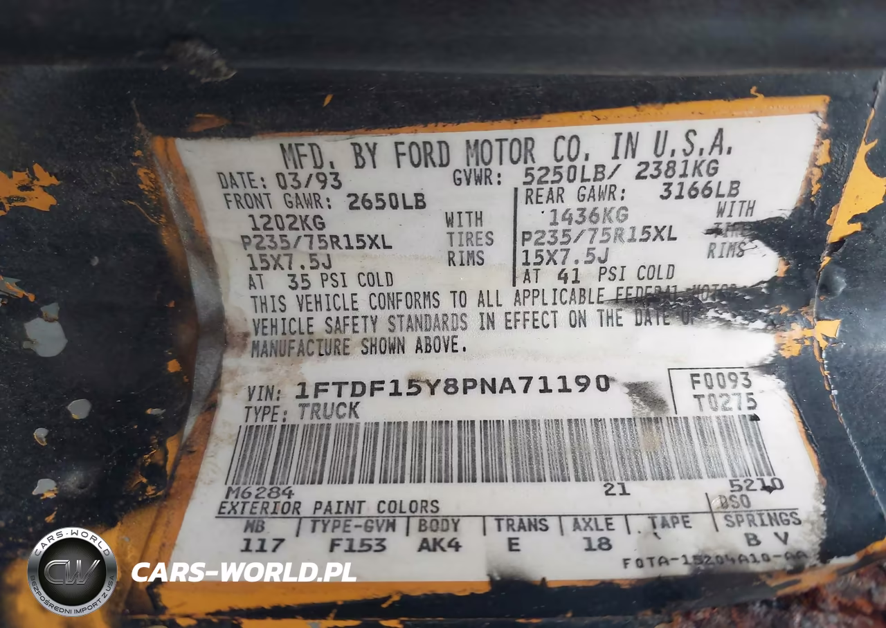 1993 Ford F150 VIN:1FTDF15Y8PNA71190 - 9