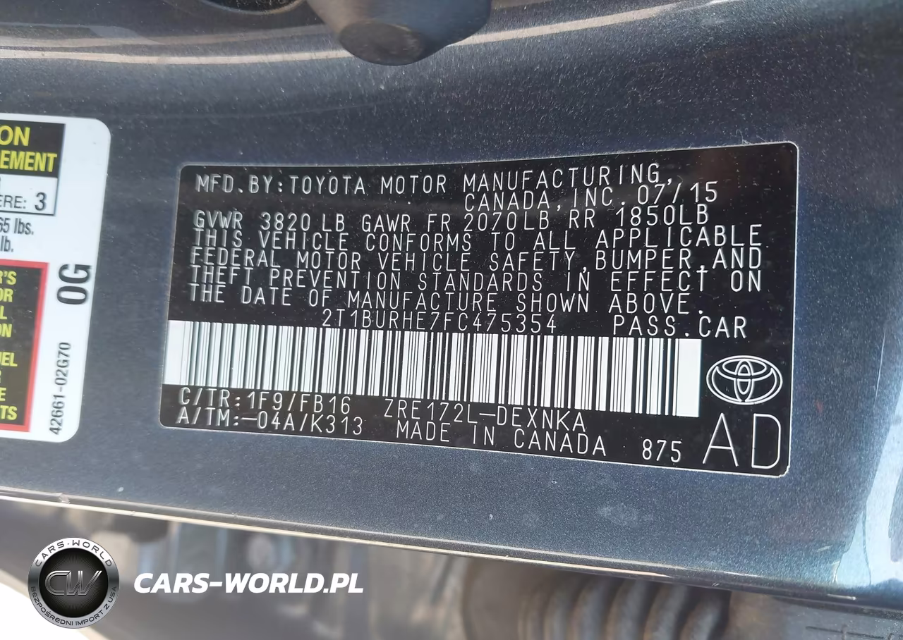 2015 Toyota Corolla Le VIN:2T1BURHE7FC475354 - 9
