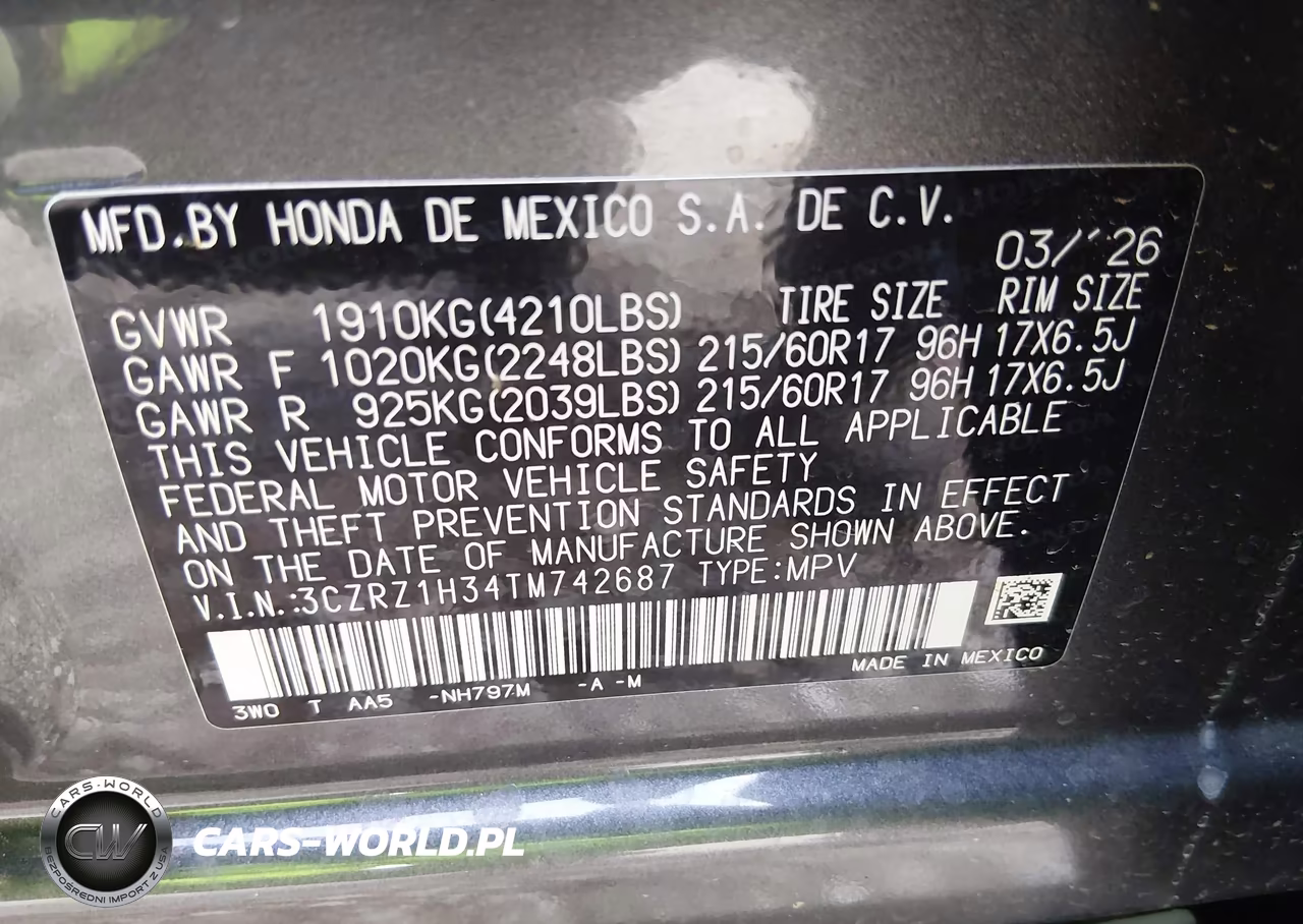 2026 Honda Hr-V 2Wd Lx VIN:3CZRZ1H34TM742687 - 9