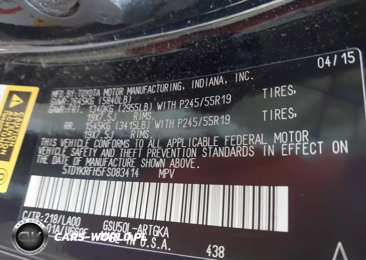 2015 Toyota Highlander Limited V6 VIN:5TDYKRFH5FS083414 - 9