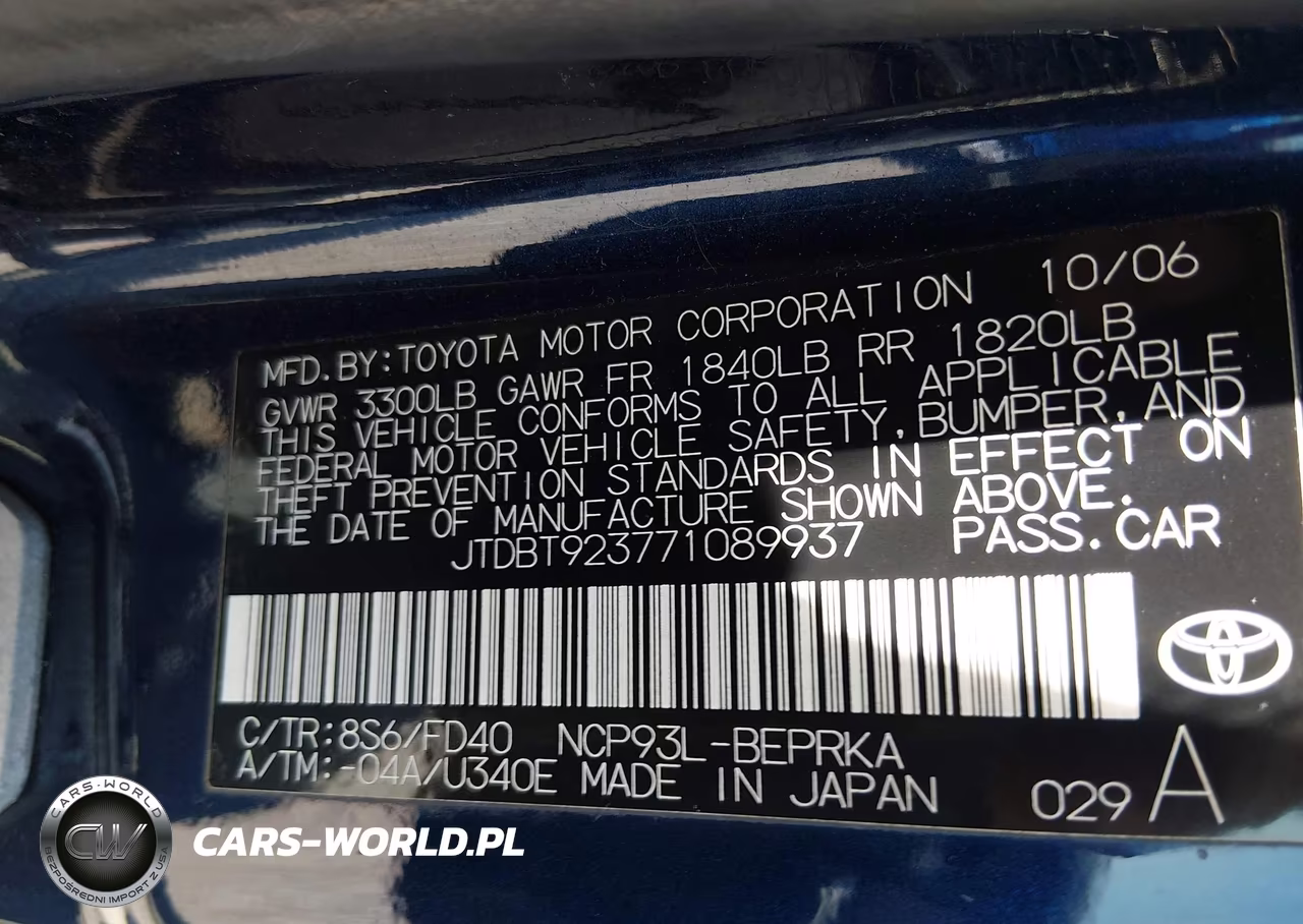 2007 Toyota Yaris VIN:JTDBT923771089937 - 9