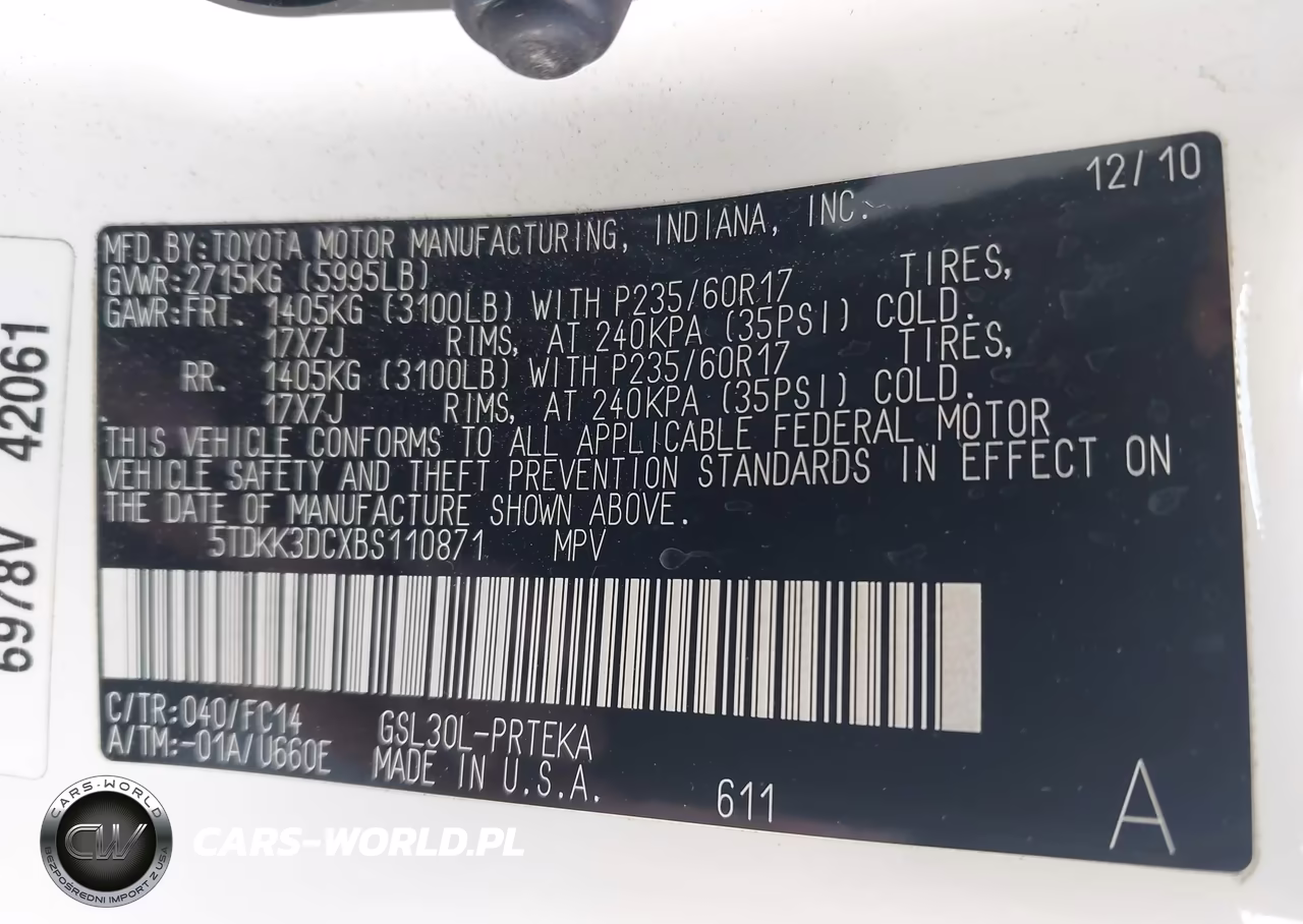2011 Toyota Sienna Le V6 VIN:5TDKK3DCXBS110871 - 9
