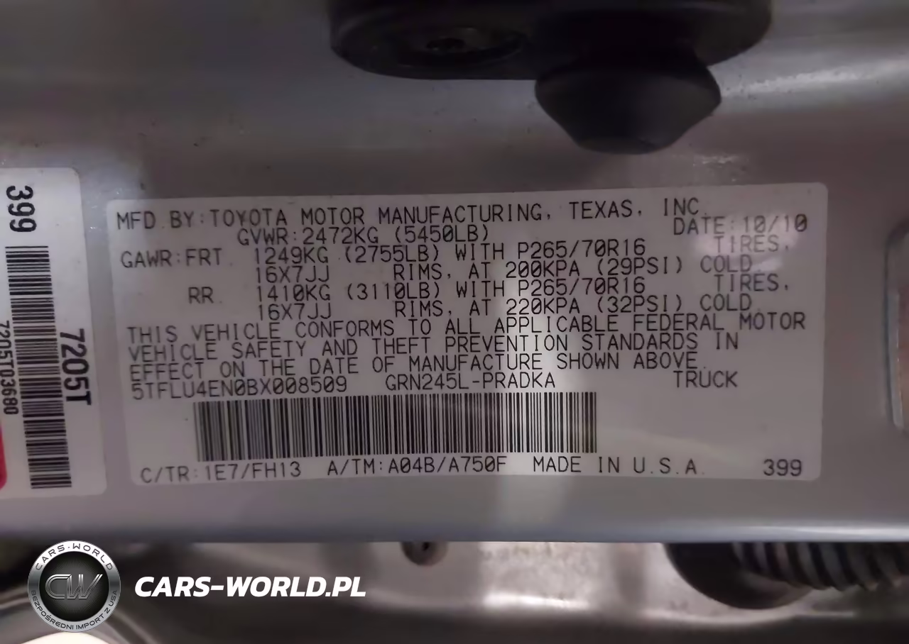 2011 Toyota Tacoma Base V6 VIN:5TFLU4EN0BX008509 - 9