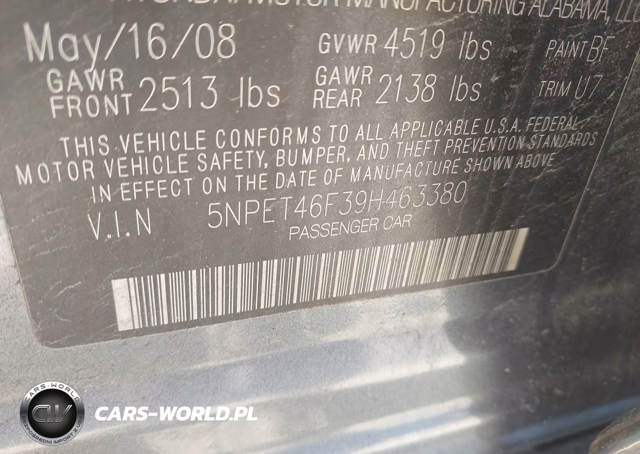 2009 Hyundai Sonata Gls V6 VIN:5NPET46F39H463380 - 9