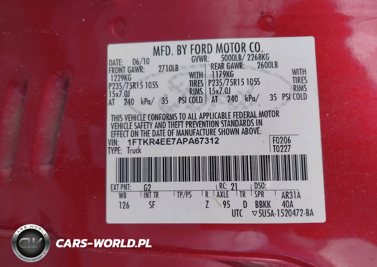 2010 Ford Ranger Sport-Xlt VIN:1FTKR4EE7APA67312 - 9