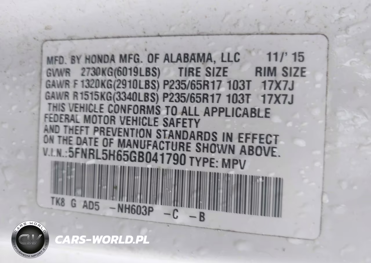 2016 Honda Odyssey Ex-L VIN:5FNRL5H65GB041790 - 9