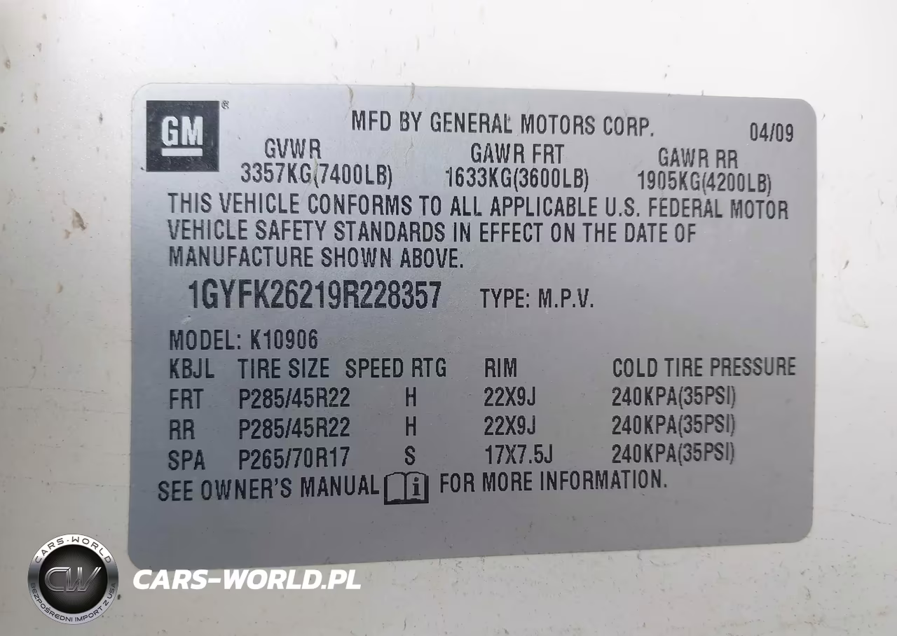 2009 Cadillac Escalade Esv Standard VIN:1GYFK26219R228357 - 9