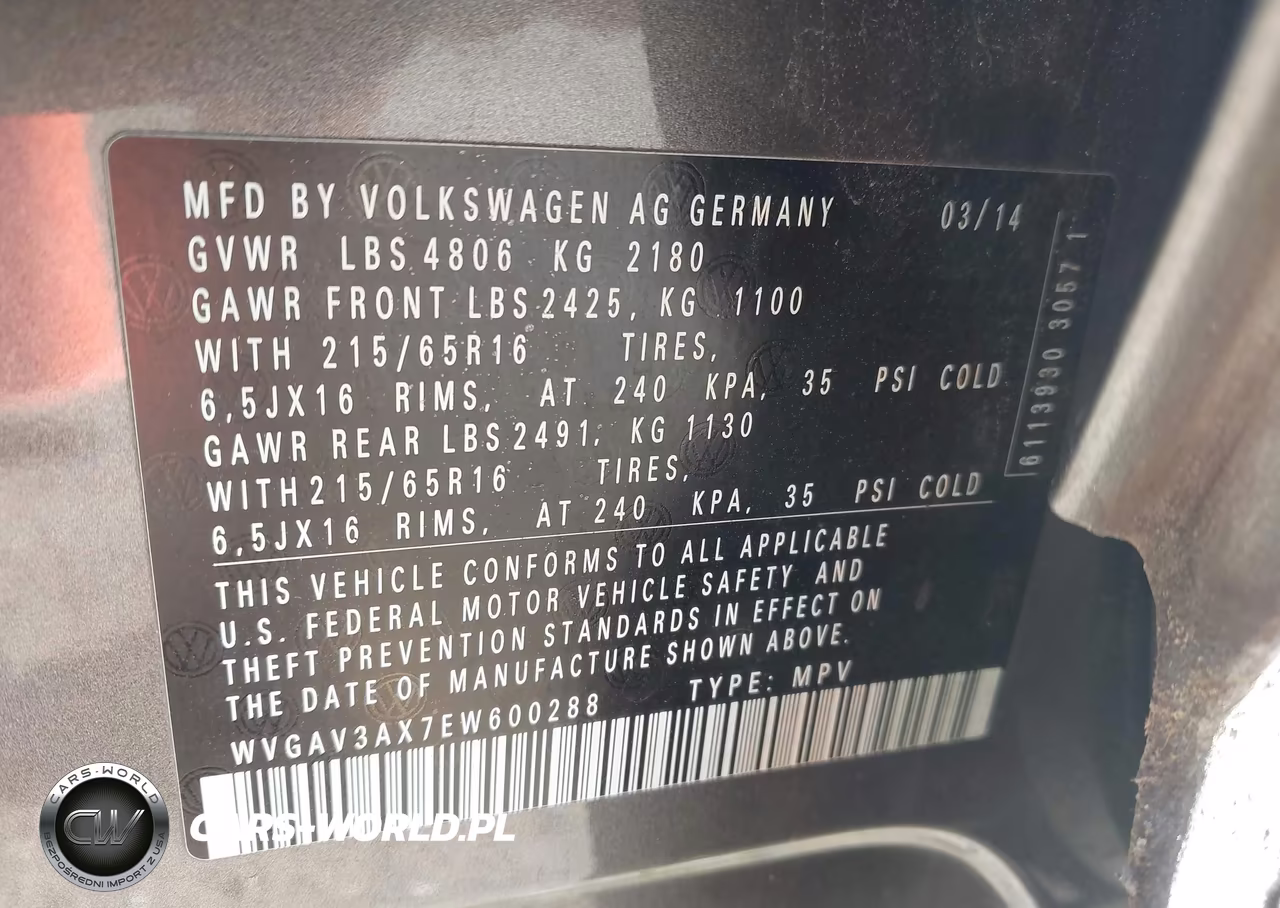 2014 Volkswagen Tiguan S VIN:WVGAV3AX7EW600288 - 9