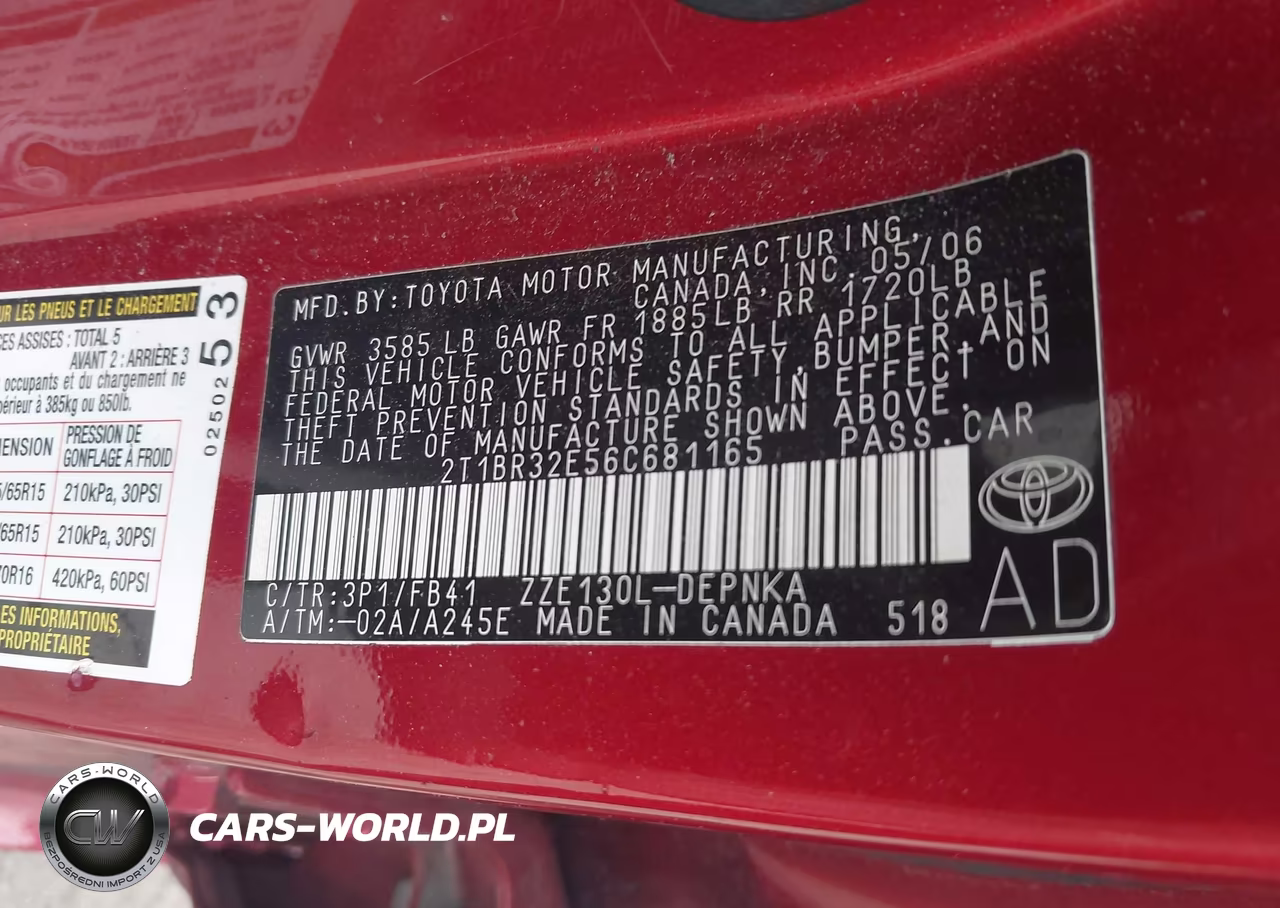 2006 Toyota Corolla Le VIN:2T1BR32E56C681165 - 9