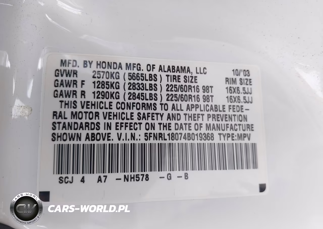 2004 Honda Odyssey Ex-L VIN:5FNRL18074B019368 - 9