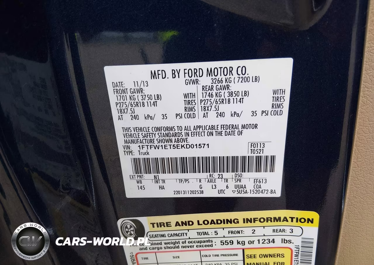 2014 Ford F-150 Lariat VIN:1FTFW1ET5EKD01571 - 9