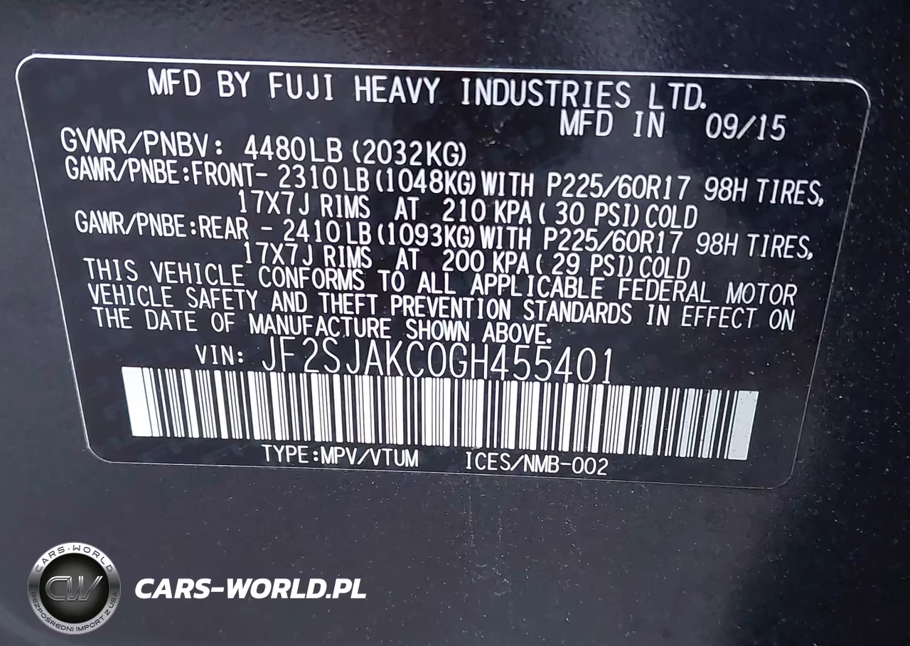 2016 Subaru Forester 2.5I Limited VIN:JF2SJAKC0GH455401 - 9