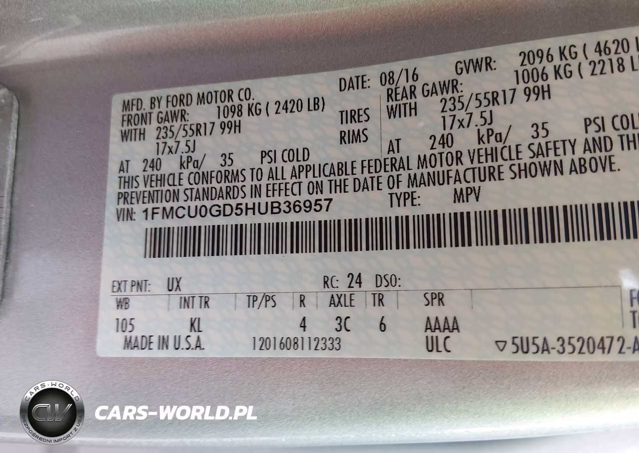 2017 Ford Escape Se VIN:1FMCU0GD5HUB36957 - 9