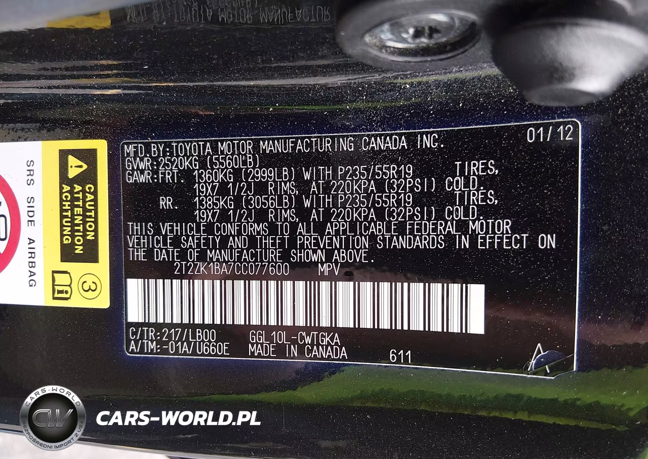 2012 Lexus Rx 350 VIN:2T2ZK1BA7CC077600 - 9