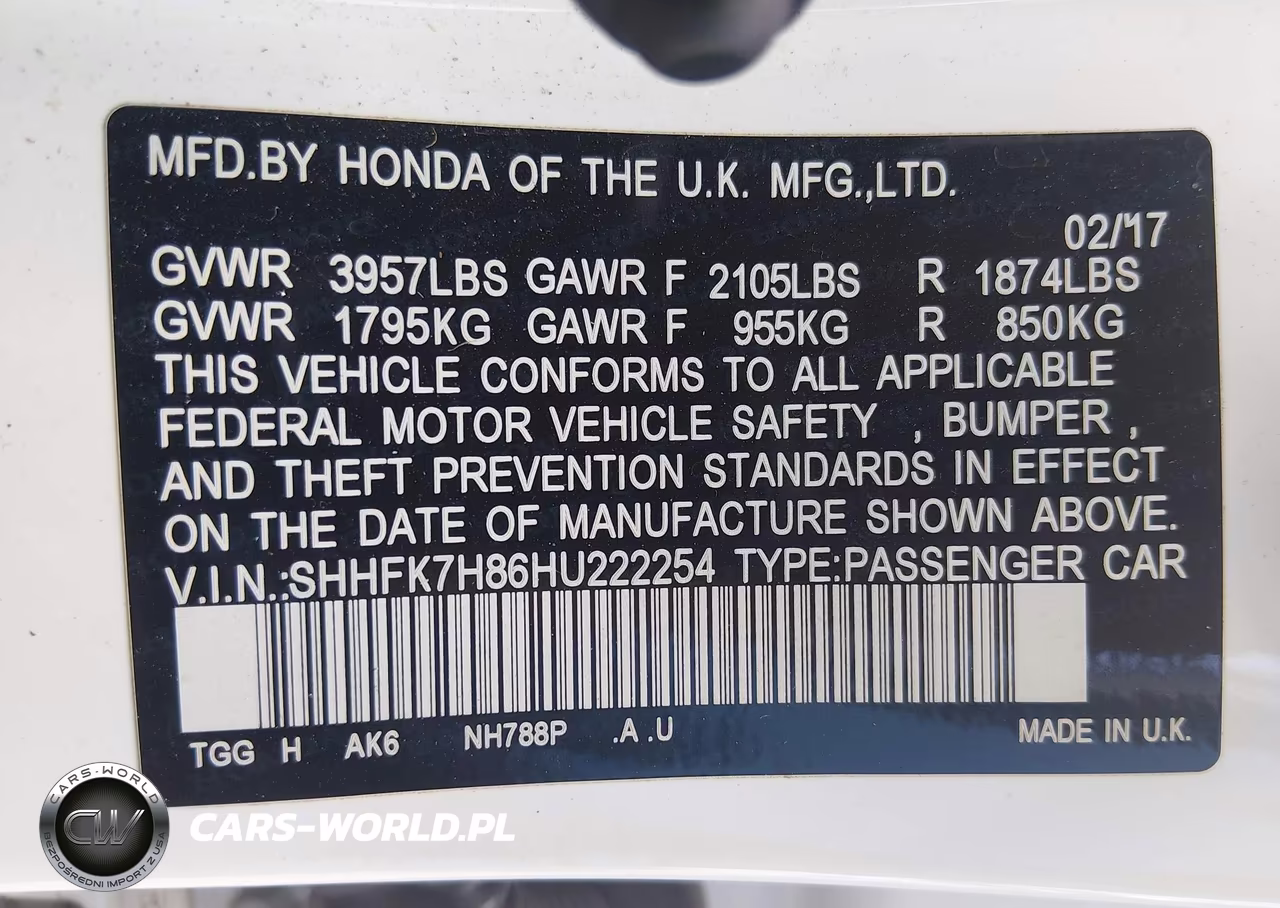 2017 Honda Civic Ex-L VIN:SHHFK7H86HU222254 - 9
