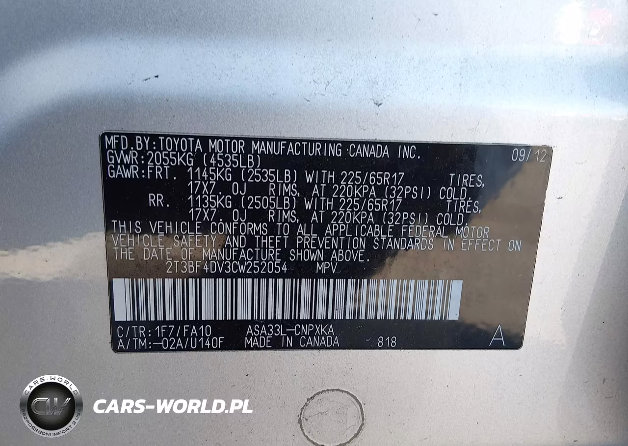 2012 Toyota Rav4 VIN:2T3BF4DV3CW252054 - 9
