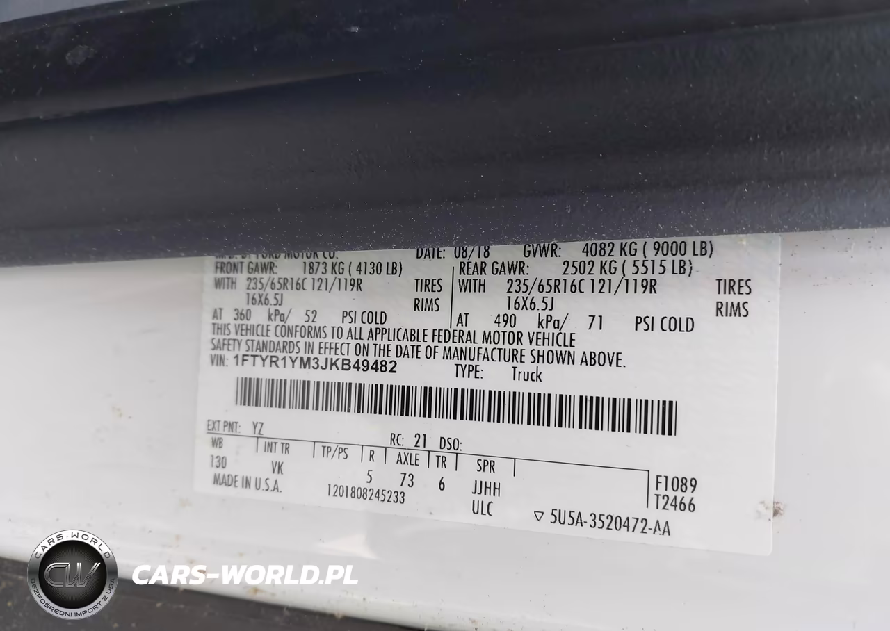 2018 Ford Transit-250 VIN:1FTYR1YM3JKB49482 - 9