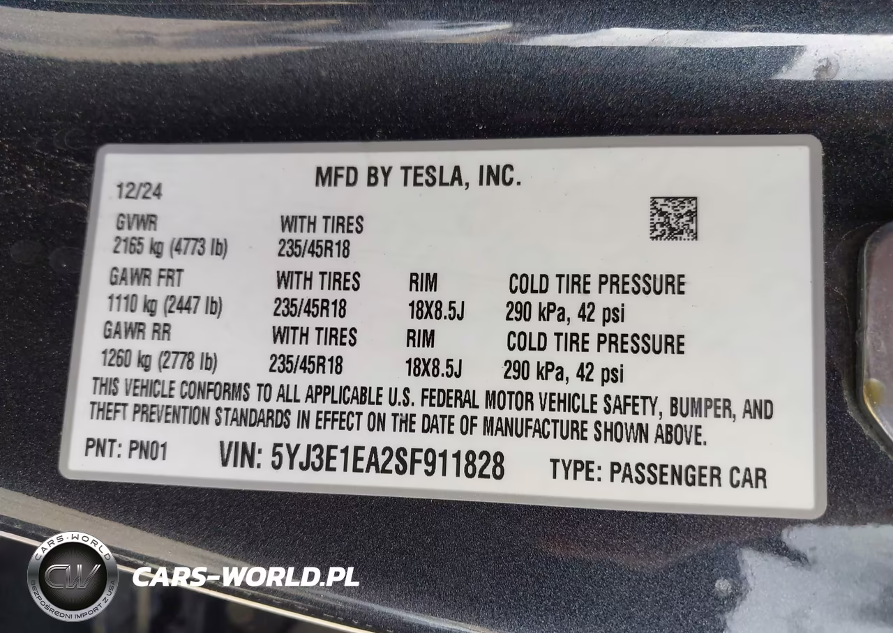 2025 Tesla Model 3 Long Range Rear-Wheel Drive VIN:5YJ3E1EA2SF911828 - 9