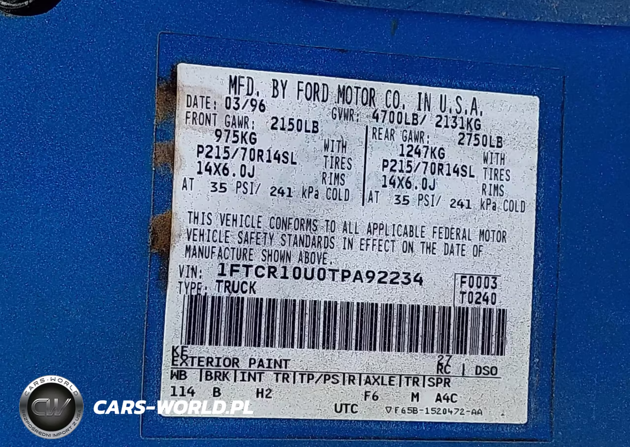 1996 Ford Ranger VIN:1FTCR10U0TPA92234 - 9